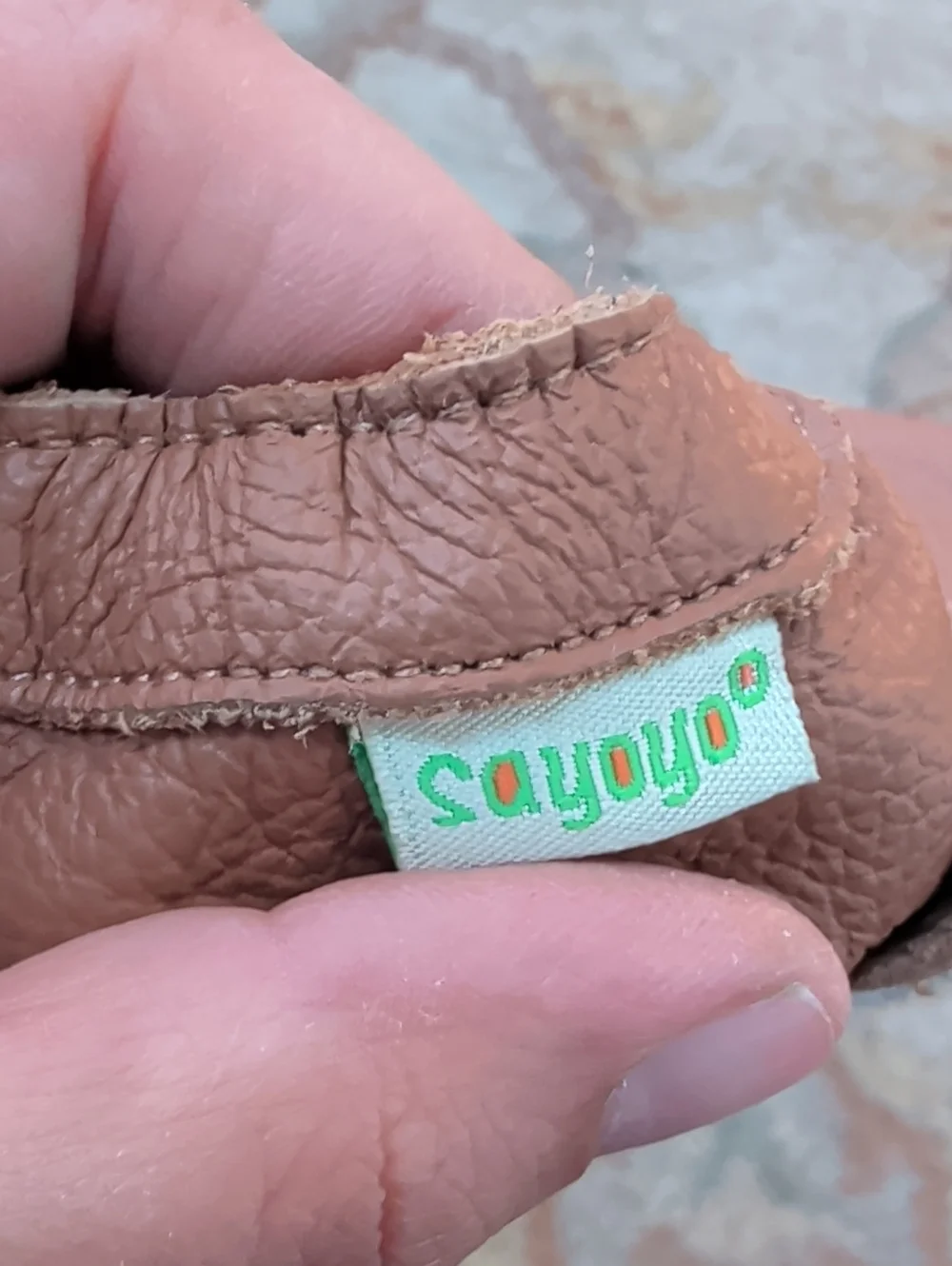 Sayoyo Kids Soft Leather Moccasin Slip-Ons in Brown